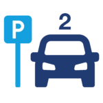 An icon showing a car with a parking sign with a 2 on it