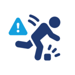 An icon showing a person tripping and a hazard sign