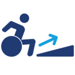 Icon showing a wheelchair user going up a ramp