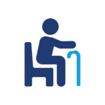 icon showing person seated with a walking aid