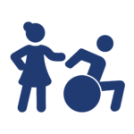 Icon showing wheelchair user and another person